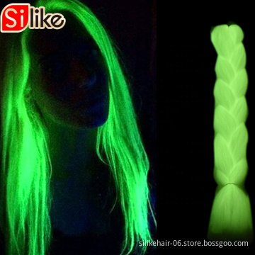 Silike Braiding 24inch 100g 10colors florescent light braiding hair glowing synthetic jumbo braids shining hair in the darkness